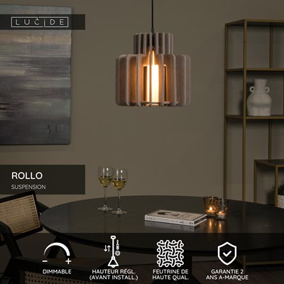 Lucide ROLLO - Suspension - 1xE27 - Taupe